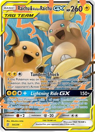 Raichu & Alolan Raichu-GX 54/236 - Unified Minds Holofoil