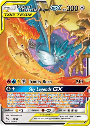 Moltres & Zapdos & Articuno GX 44/68 - Hidden Fates Holofoil