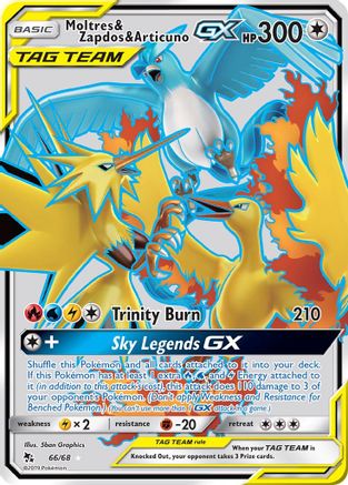 Moltres & Zapdos & Articuno GX (Full Art) 66/68 - Hidden Fates Holofoil