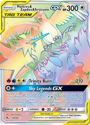 Moltres & Zapdos & Articuno GX Rainbow Rare FA