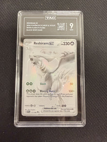 RESHIRAM EX 2025 POKÉMON SCARLET & VIOLET #173/086 WHITE FLARE BLACK WHITE RARE TAG 9