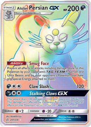 Alolan Persian GX (Secret) 257/236 - SM  Cosmic Eclipse Holofoil
