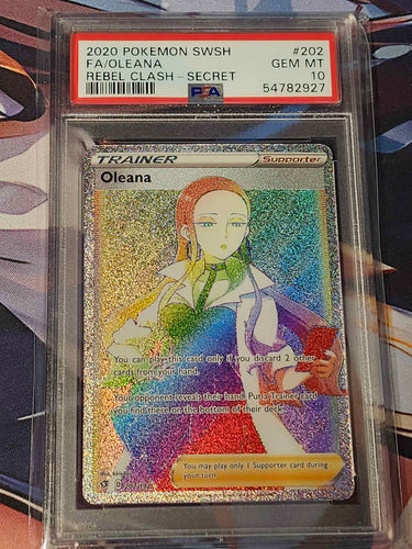 Oleana Full Art Rainbow Secret Rare REBEL CLASH #202 PSA 10