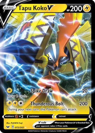 Tapu Koko V 72/202 - SWSH01 Sword & Shield Base Set Holofoil