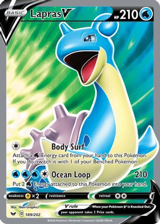Lapras V (Full Art) 189/202 - SWSH01 Sword & Shield Base Set Holofoil