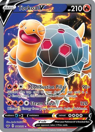 Torkoal V (Full Art) 188/202 - SWSH01 Sword & Shield Base Set Holofoil