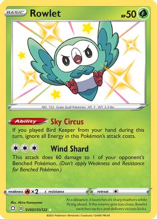 Rowlet SV001/122 - Shining Fates Shiny Vault Holofoil