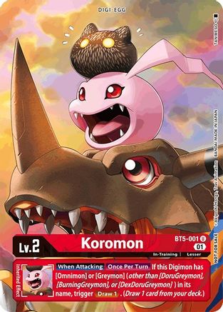 Koromon - BT5-001 (Premier TO Event June 2021) (BT5-001) - Battle of Omni Foil