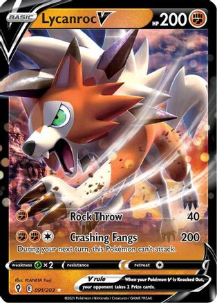 Lycanroc V 91/203 - SWSH07 Evolving Skies Holofoil