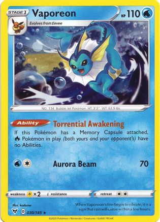 Vaporeon - 030/185 (Cosmos Holo) 30 - Miscellaneous Cards & Products Holofoil