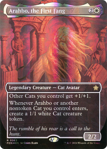 Arahbo, the First Fang (Borderless) (Mana Foil) (FDN-363) - Foundations (Borderless) Foil