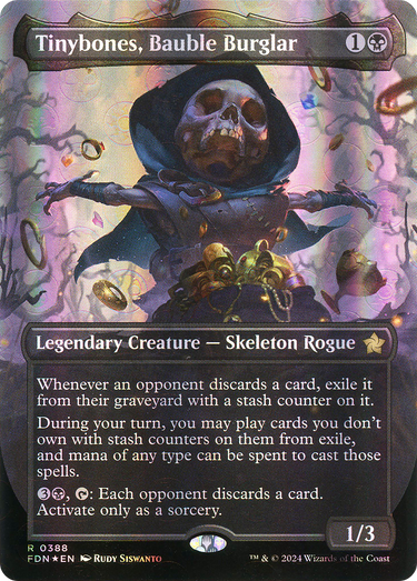 Tinybones, Bauble Burglar (Borderless) (Mana Foil) (FDN-388) - Foundations (Borderless) Foil