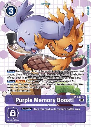 Purple Memory Boost! - P-040 (Next Adventure Box Promotion Pack) (P-040) - Digimon Promotion Cards