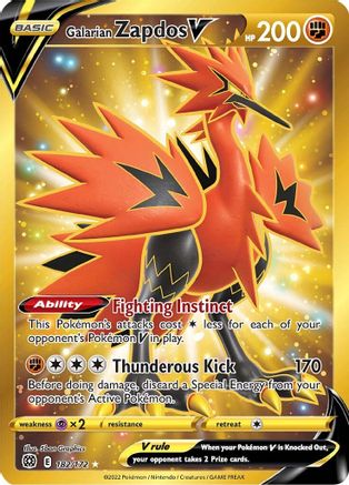 Galarian Zapdos V (Secret) 182/172 - SWSH09 Brilliant Stars Holofoil