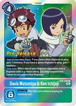 Davis Motomiya & Ken Ichijoji (BT8-088) - New Awakening Pre-Release Cards Foil