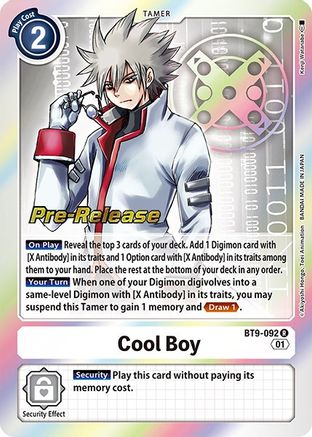 Cool Boy (BT9-092) - X Record Pre-Release Cards