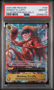 2025 ONE PIECE PROMOS #109 MONKEY D. LUFFY ILLUSTRATION BOX VOL.3 PSA 10