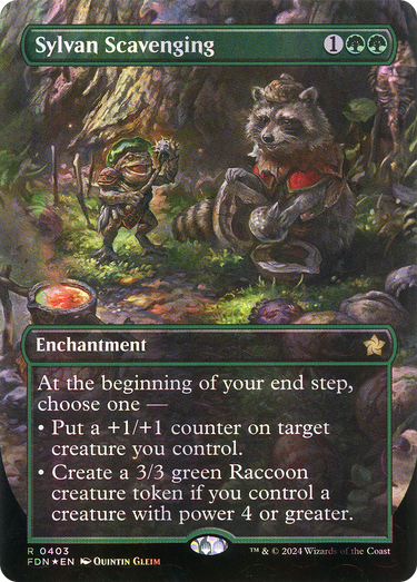Sylvan Scavenging (Borderless) (Mana Foil) (FDN-403) - Foundations: (enchantment) (Borderless) Foil