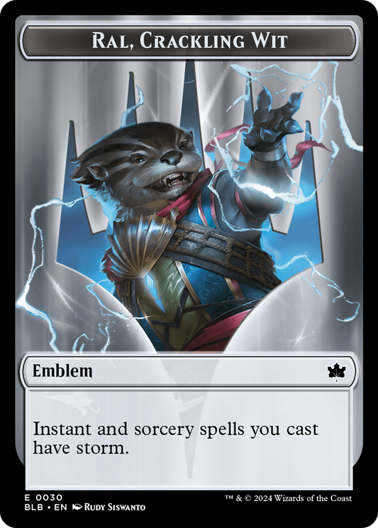 Ral, Crackling Wit Emblem (TBLB-030) - Bloomburrow Tokens Foil