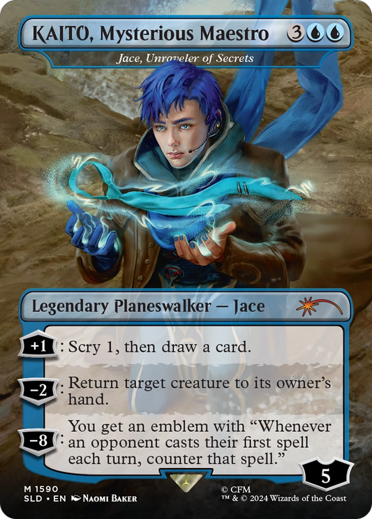 Jace, Unraveler of Secrets (SLD-1590) - Secret Lair Drop / KAITO, Mysterious Maestro (Borderless)