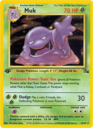 Muk (13) 13/62 - Fossil 1st Edition Holofoil