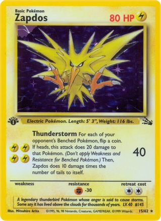 Zapdos 15/62 - Fossil Unlimited Holofoil