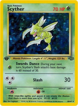 Scyther (10) 10/64 - Jungle 1st Edition Holofoil