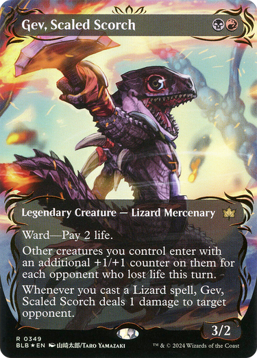 Gev, Scaled Scorch (Borderless) (Raised Foil) (BLB-349) - Bloomburrow: (Showcase) (Borderless) Foil