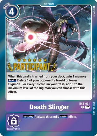 Death Slinger (Digimon 3-On-3 Participation) (EX2-071) - Digital Hazard Foil