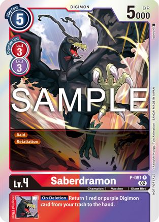 Saberdramon - P-091 (3rd Anniversary Update Pack) (P-091) - Digimon Promotion Cards Foil