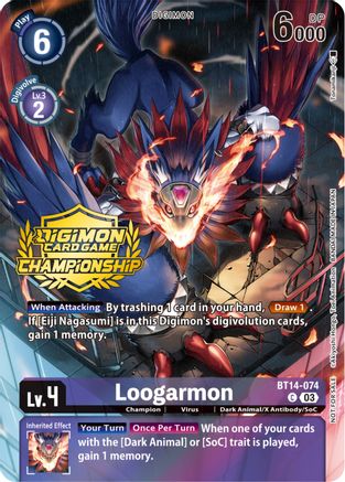 Loogarmon (Championship 2023 Tamers Pack) (BT14-074) - Blast Ace Foil