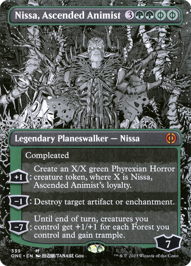 Nissa, Ascended Animist (Borderless) (ONE-339) - Phyrexia: All Will Be One: (Showcase) (Borderless)