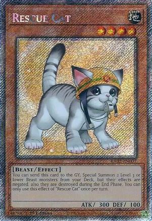 Rescue Cat (Alternate Art) (Platinum Secret Rare) (RA02-EN001) - 25th Anniversary Rarity Collection II 1st Edition