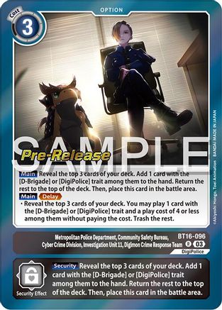 Metropolitan Police Department, Community Safety Bureau, Cyber Crime Division, Investigation Unit 11... (BT16-096) - Beginning Observer Pre-Release Cards Foil