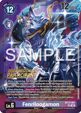 Fenriloogamon (2024 Regionals Participant) (BT14-081) - Blast Ace Foil