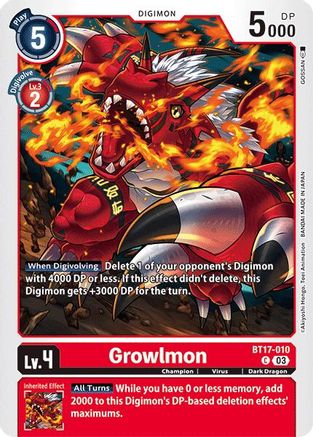 Growlmon (BT17-010) - Secret Crisis