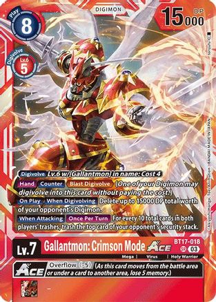 Gallantmon: Crimson Mode ACE (BT17-018) - Secret Crisis Foil