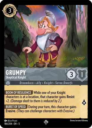 Grumpy - Skeptical Knight (186/204) - Shimmering Skies Cold Foil