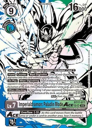 Imperialdramon: Paladin Mode ACE (Textured) (BT17-077) - Secret Crisis Foil