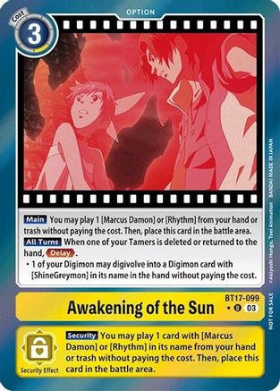 Awakening of the Sun (Secret Crisis: Movie Memorial Pack) (BT17-099) - Secret Crisis Foil