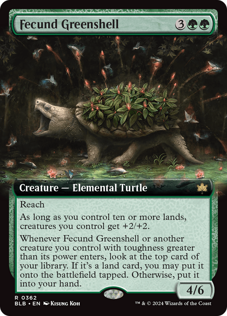Fecund Greenshell (BLB-362) - Bloomburrow: (Extended Art)