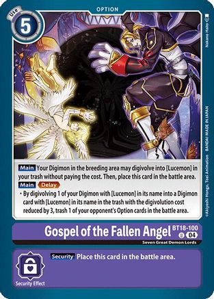 Gospel of the Fallen Angel (BT18-100) - Release Special Booster 2.0