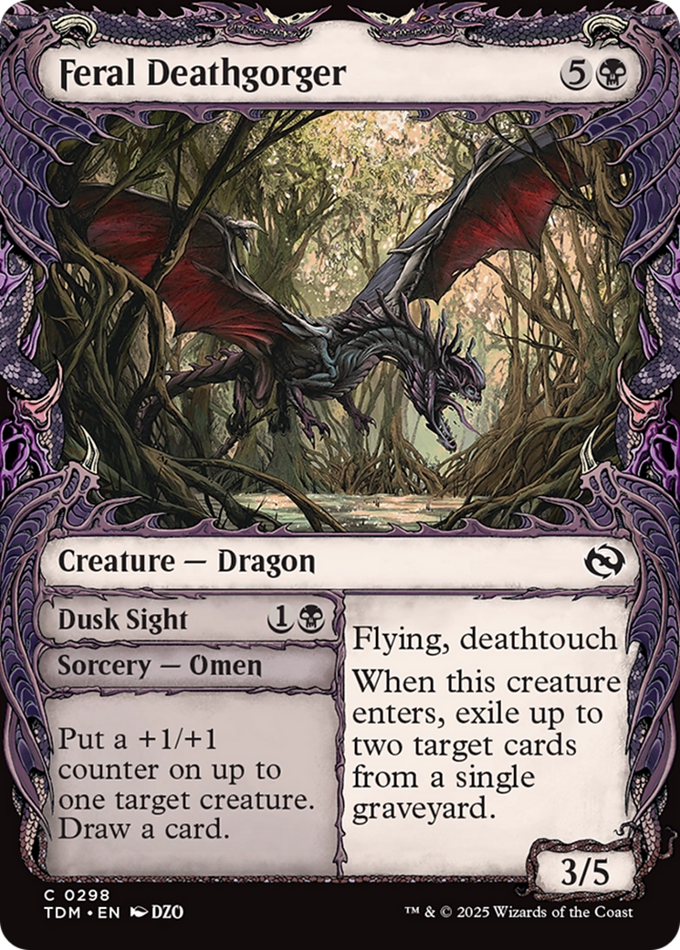 Feral Deathgorger // Dusk Sight (TDM-298) - Tarkir: Dragonstorm: (Showcase) Foil