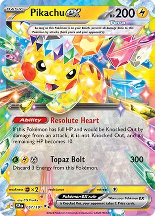 Pikachu ex - 057/191 57 - SV08 Surging Sparks Holofoil