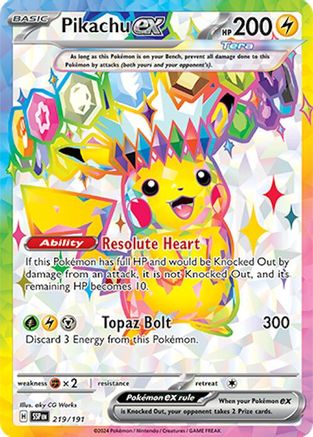 Pikachu ex 219 - SV08 Surging Sparks Holofoil