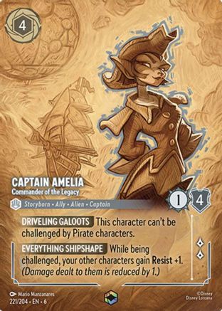 Captain Amelia - Commander of the Legacy (Enchanted) (221/204) - Azurite Sea Holofoil