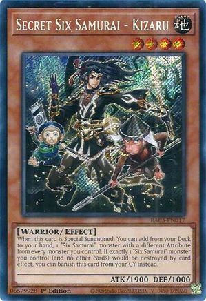 Secret Six Samurai - Kizaru (Secret Rare) (RA03-EN017) - Quarter Century Bonanza 1st Edition