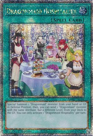 Dragonmaid Hospitality (Alternate Art) (Quarter Century Secret Rare) (RA03-EN068) - Quarter Century Bonanza 1st Edition