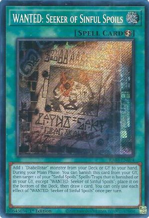 WANTED: Seeker of Sinful Spoils (Secret Rare) (RA03-EN074) - Quarter Century Bonanza 1st Edition