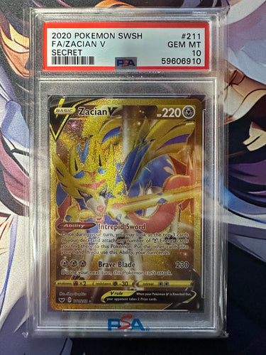 2020 POKEMON SWORD & SHIELD #211 FA/ZACIAN V SECRET PSA 10